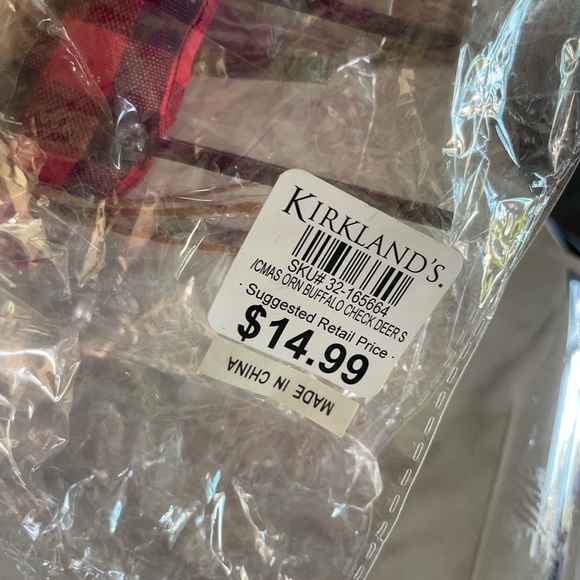 3 RED AND BLK BUFFALO PLAIN MINI DEER XMAS ORNAMENTS NEW - Picture 8 of 8